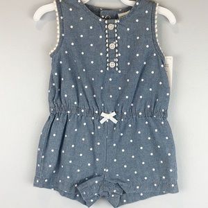 NWT Carter’s Denim Polka Dot Romper Size 3 months